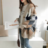 2025 Autumn And Winter Women's Sweater Jacket Cardigan Knitted Lazy Wind V Collar Lingge Blouse Loose Niche HZ0108