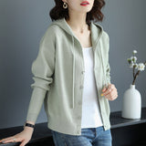 Hooded Sweater Coat Women In The Spring And Fall Of 2025 New Casual Blouse Knitted Shirt Small Outside Coat HZ0108