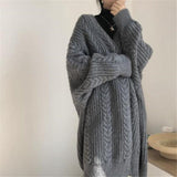 Autumn 2025 Women's New Long Knitted Cardigan Long Sleeve Lazi Sweater Coat Outside The Wind HZ0108