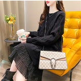 Medium-Long Lace Stitched Sweater Dress Dress Women 2025 Autumn Dress New Korean Version Of Pure Color Jersey Knitted Knitwear HZ0108