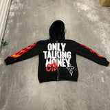 Y2K Flame Letter Print Street Casual Trend Cardigan Jacket Men And Women Loose Hoodie HZ0108