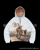 2025 Autumn Zipper Hoodie 3D Digital Printing Men's Trend Loose Leisure Clothing HZ0108