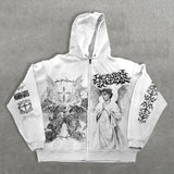 Spring And Autumn New Angel 3D Printed Hoodie Zipper Men And Women With The Same Loose Sweater Y2K Retro Style HZ0108
