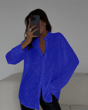 Spring/Summer 2025 New Pearl Blouse Collared Long-Sleeved Sleeve-Jersey Basic Women's Shirt Coat HZ0108