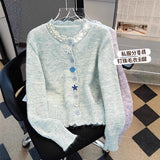 Sweet Soft-Creative Gentle Wind Sweater Woman 2025 Spring And Autumn Women's Round-Neck Loose Thin Knitted Shirt Coat Woman HZ0108