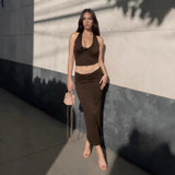 Women's 25 Summer Strip Sling Vests With Hip Skirt Set Summer Women's Clothing HZ0108