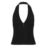 Summer New INS Star With Strapped Vest Hottie Sexy Waist V-Neck Hanging Neck Bare Back Coat HZ0107