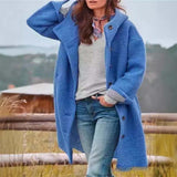 2025 Fashion Lady Hair Coat Solid Color Hooded Temperament Long Coat HZ0108