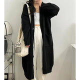Autumn And Winter New Lazy Pocket Design Wool Knitted Cardigan Women Long Sweater Coat Women HZ0108