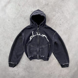 2025 New Retro Street Style Cardigan Water-Washed Jacket Hoodie HZ0108