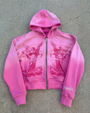 H-Hop Rock Pink Design Color Cardigan Hoodie Sweater Coat Blouse Gradient Coat HZ0108
