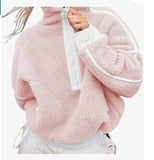 Women's Zipper Sweatshirt Hoodie Long Sleeve Collar T-Shirt Casual Coloring Top With Pocket HZ0108