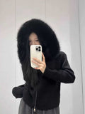 Korean Retro Autumn And Winter Knitted Cardigan Women Loose Leisure Long-Sleeved Woolen Hooded Sweater Coat Women HZ0108
