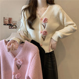Long-Sleeved Knitted Jersey Women's Autumn And Winter Dress 2025 Women's Loose Age Reduction V Collar Tie-Up Cardigan Sweater HZ0108