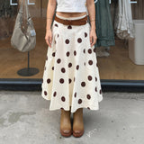 French Retro Wave Point Printing High-Waist Thin Half Skirt 2025 Autumn Salt Hepburn Style Fashion Long Dress Girl HZ0107