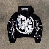 Personality Print Zipper Sweater Long Sleeve Hoodie Hoodie Retro Coat Street Trendy Y2k HZ0108