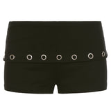 Stylish Punk Gothic Chicken Eye Folding Characteristics Woven Shorts New Slimming Casual Pants HZ0108