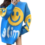 Osaka Loose Sweater Women's Autumn And Winter Women's Fashion Commuting Jacket In The Long Smiley-Face Round Collar Knitting Top HZ0108