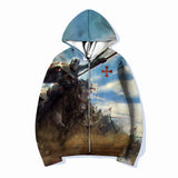 2025 Autumn Zipper Hoodie 3D Digital Printing Men's Trend Loose Leisure Clothing HZ0108