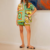 2025 New Casual Fashion Print Shirt Cardigan Temperament Dress HZ0108