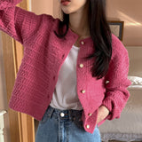 Early Autumn Coat Korean High-Grade Small Fragrant French Retro Knitted Cardigan Female Students' Small Design Sense Of Age Reduction HZ0108