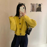 Autumn 2025 Women's Korean Version Of Retro Round-Neck Knitted Cardigan Sweater Coat Languid Loose Soft Glutinous Temperament Top HZ0108