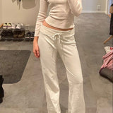 Trending Waist Design Solid Color Leisure Pants 2025 Spring And Autumn New Daily Home Base Straight Trousers HZ0107