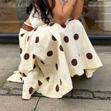 French Retro Wave Point Printing High-Waist Thin Half Skirt 2025 Autumn Salt Hepburn Style Fashion Long Dress Girl HZ0107