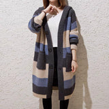 Lazy Wind Loose Coarse Wool In Long Hooded Coarse Knitted Cardigan Women's 2025 Autumn Women's Sweater Coat HZ0108