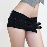 Japanese Buckle Irregular Design Feeling Low-Rise Shorts Hot Girls Street Slimming Sexy Hot Pants Woman HZ0107