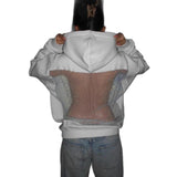 2025 Autumn And Winter New Women's Fashion Pure Color Bare Back Hollow Net Hoodie Hoodie HZ0108