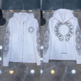 2025 New Hromium Heart Jersey Cross Hoodie Casual Loose Men's And Women's Zipper Hoodie HZ0108