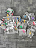 Y2K Letter Digital Print Zipper Hoodie Set Loose Sweater Retro Street Hop Style HZ0108