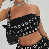 Street Hip Punk Style Metal Chicken Eye Decoration Chest Vest Hot Girl Cool Wrapped Blouse HZ0107