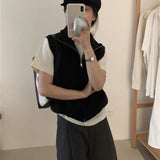 Simple High-Collar Double Zipper Knitted Vest Women 2025 Autumn And Winter Women's Loose Temperament Thin Sweater Cardigan Vest HZ0108