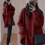 Medium And Long Sweater Women's New Autumn And Winter Gentle Lazy Wind High-End Sense French Knitted Bottom Shirt Inside The Top HZ0108