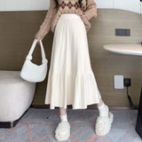 Vintage Knitted Half-Dress Woman 2025 New Autumn And Winter Thick High Waist Thin Temperament A Word Fishtail Skirt HZ0108