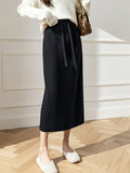 Pit Design Knitted Skirt Autumn Winter New High-Waisted Swaist Bag Hip Skirt Thin Casual Straight Skirt HZ0108