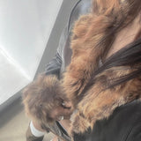 2025 Autumn And Winter New Splicing Fur Coat Women Fashion Waist Repair Warm Jacket Top HZ0107