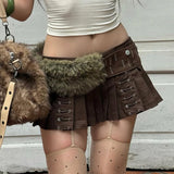 Y2K Millennium Spice Girl Style Design 100-Folded Skirt Short Skirt 2025 Women's Retro Style Low-Waisted Half Skirt HZ0107