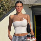 New Shoulder Design Personality Solid Color Slings Hottie Street Sexy Bare Backs Up The Waist Thin Vest HZ0107