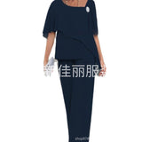 Spring 2025 New Chiffon Nails Hot Diamond Showing Thin Leg Pants Two Sets HZ0107