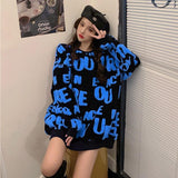 New Autumn And Winter Sweet Fresh Wind Letter Embroidery Velvet Tuxedo Korean Version Of Loose Round-Neck Sweater Knitted Shirt HZ0108