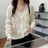 Lazy Wind Sweater Korean Version Of Autumn And Winter New Three-Dimensional Flowers Small Fragrant Knitted Open Shirt Wearing French Women's Coat HZ0108