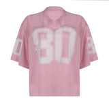 Street Hottie Style Oversize Letter Print Short-Sleeved T-Shirt V-Neck Loose Casual Dress HZ0108