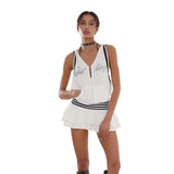 Sports Style Hat-Cloak Dress Women's Summer 2025 High-End Zipper Splicing Color Stripe Sandwich Cake Skirt HZ0108