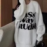 2025 Fashion Temperament Retro Spring And Autumn Wearing Knitted Shirt Letters Hit The Color Lazy Sweater Women's Top HZ0108