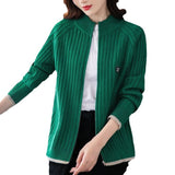 Knitted Cardigan Women's Coat 2025 Spring And Autumn Women's Clothing With Loose Gas Long-Sleeved Casual Zipper Sweater HZ0108