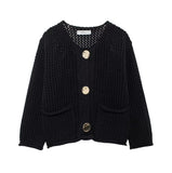Autumn/Winter 2025 New Women's Solid-Color Casual Fashion Coarse Knit Long-Sleeved Sweater Cardigan Jacket HZ0108