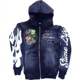 2025 Trendy Letter Print Zipper Hooded 3D Digital Men And Women's Same Hoodie HZ0108